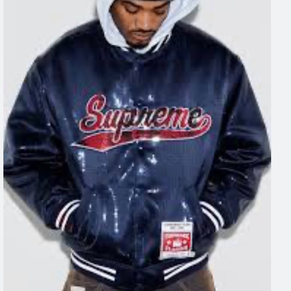 Supreme men’s sequin varsity jacket